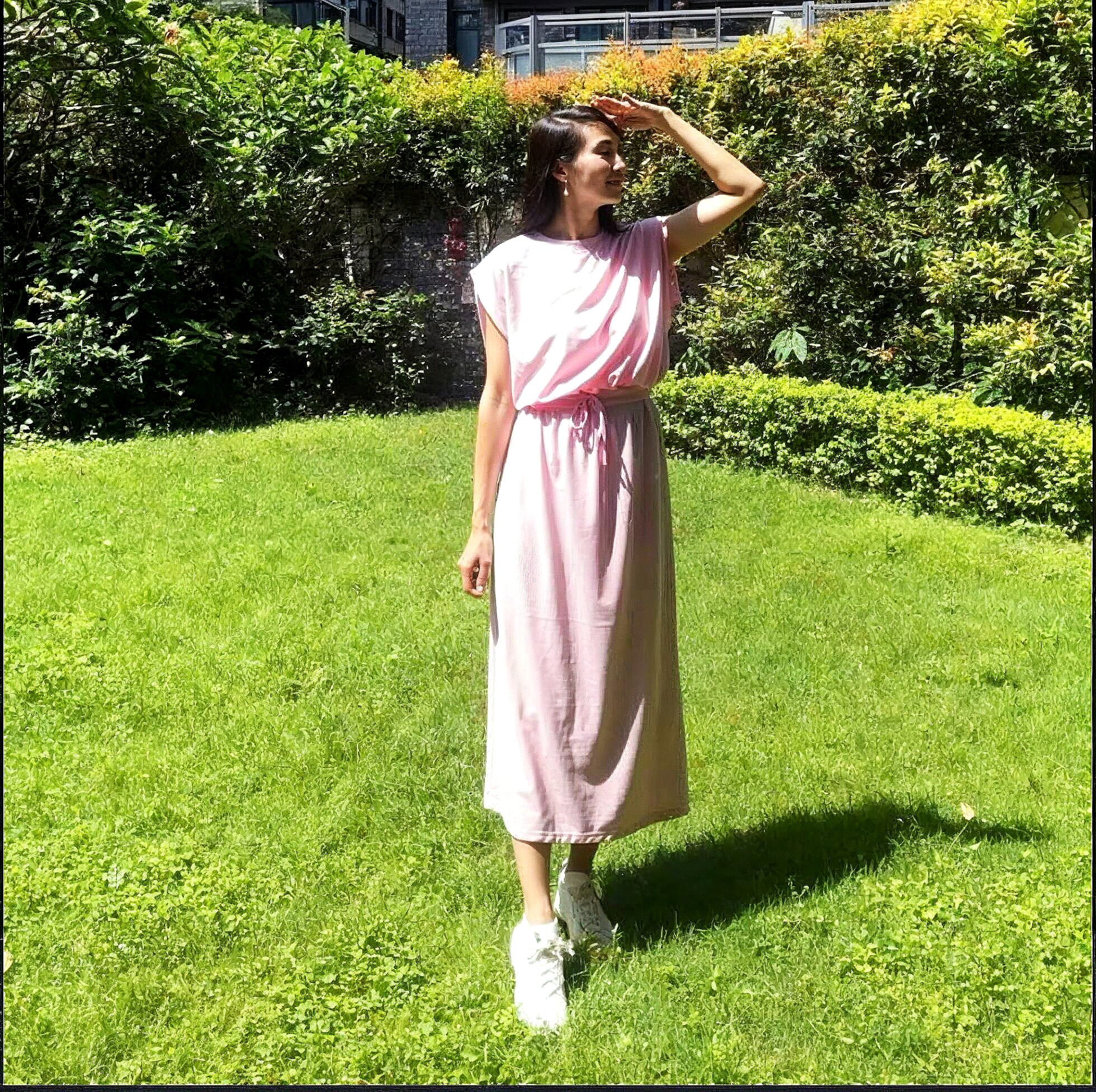 「柔光晨露」綁帶長洋裝